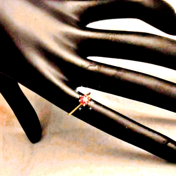 10 K RUBY FLOWER RING WITH DIAMOND ACCENT - Picture 3 of 3